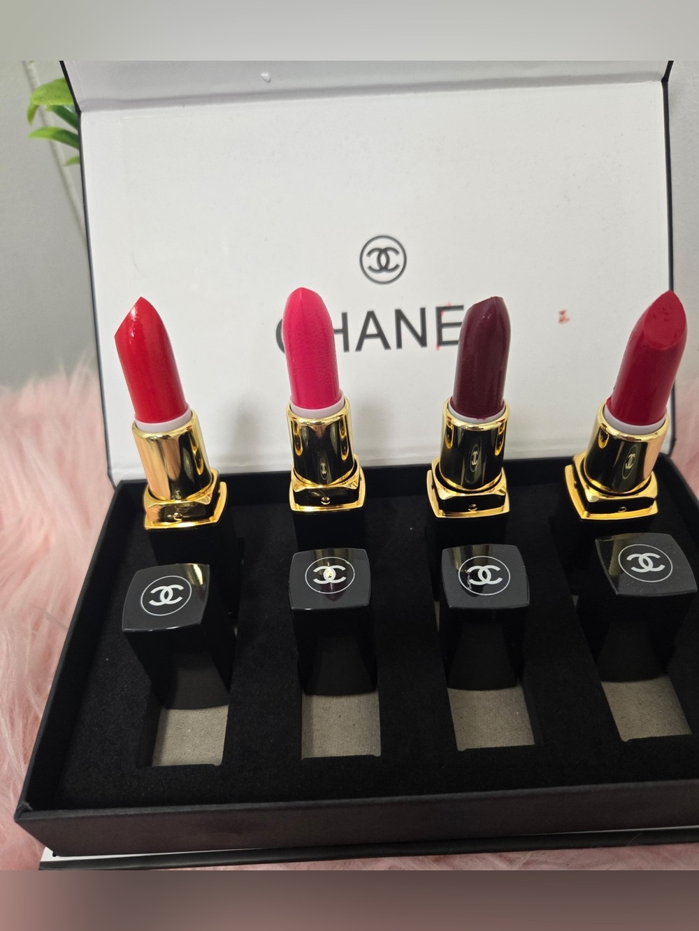 CHANEL Lipstick Trio in Bright Red, Hot Pink, Deep Burgundy